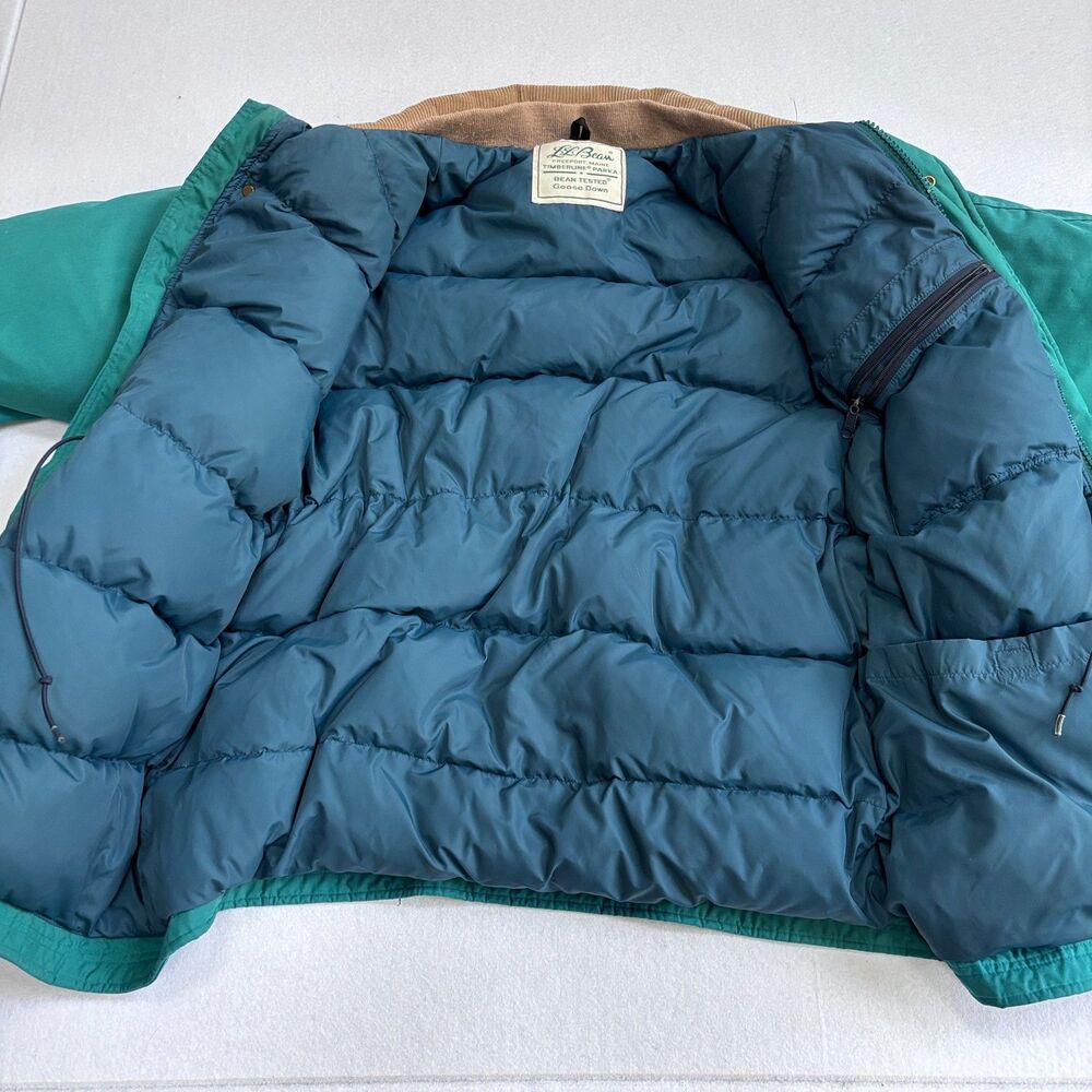 VTG 80s LL Bean Goose Down Timberline Parka Coat Mens L Chore Corduroy USA - Picture 3 of 10